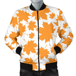 Orange Maple Leaf Pattern Men'S Bomber Jacket