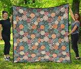 Gear Pattern Print Design 05 Premium Quilt