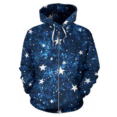 Night Sky Star Pattern Zip Up Hoodie