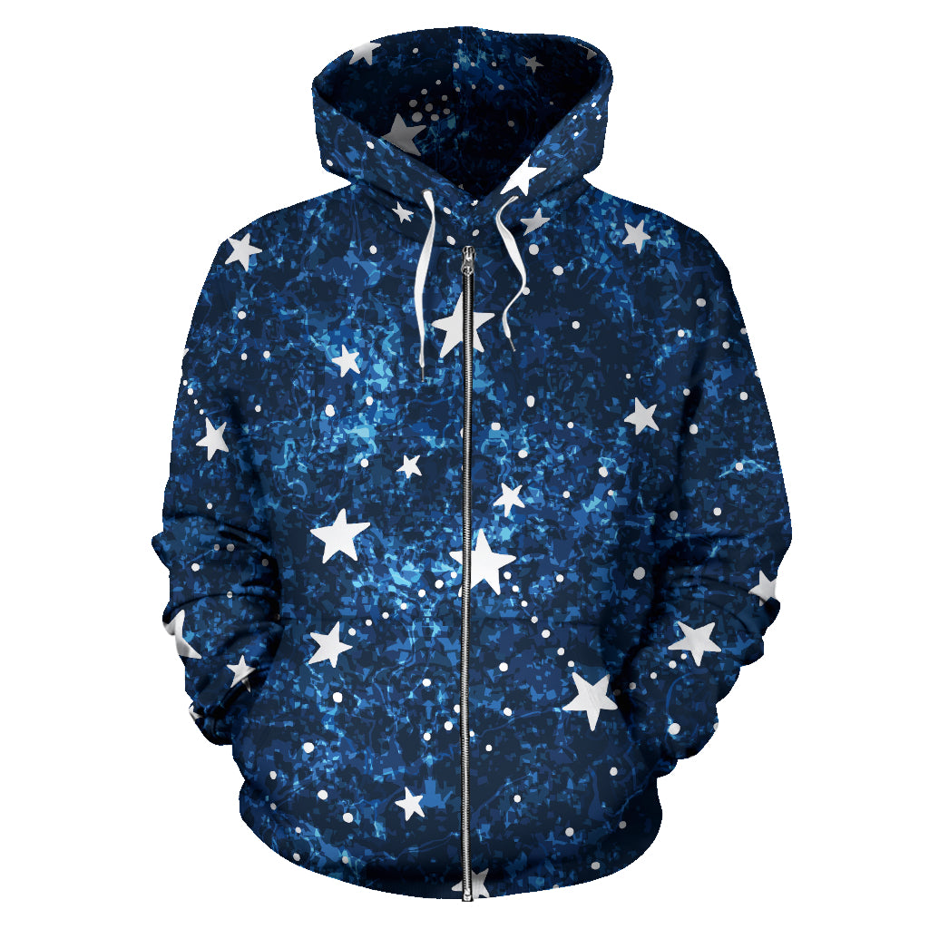 Night Sky Star Pattern Zip Up Hoodie