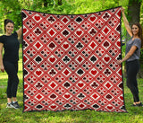 Casino Cards Suits Pattern Print Design 03 Premium Quilt