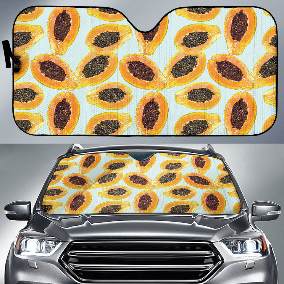 Watercolor Papaya Pattern Car Sun Shade