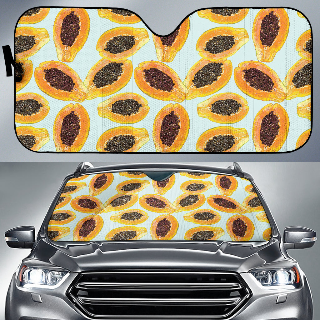 Watercolor Papaya Pattern Car Sun Shade