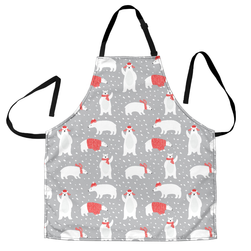Cute Polar Bear Christmas Snow Pattern Adjustable Apron