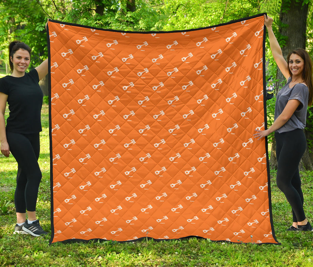 Engine Piston Orange Background Pattern Print Design 05 Premium Quilt