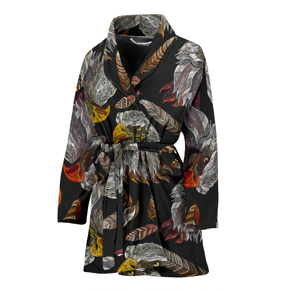 Eagle Pattern Print Design 05 Women's Bathrobe