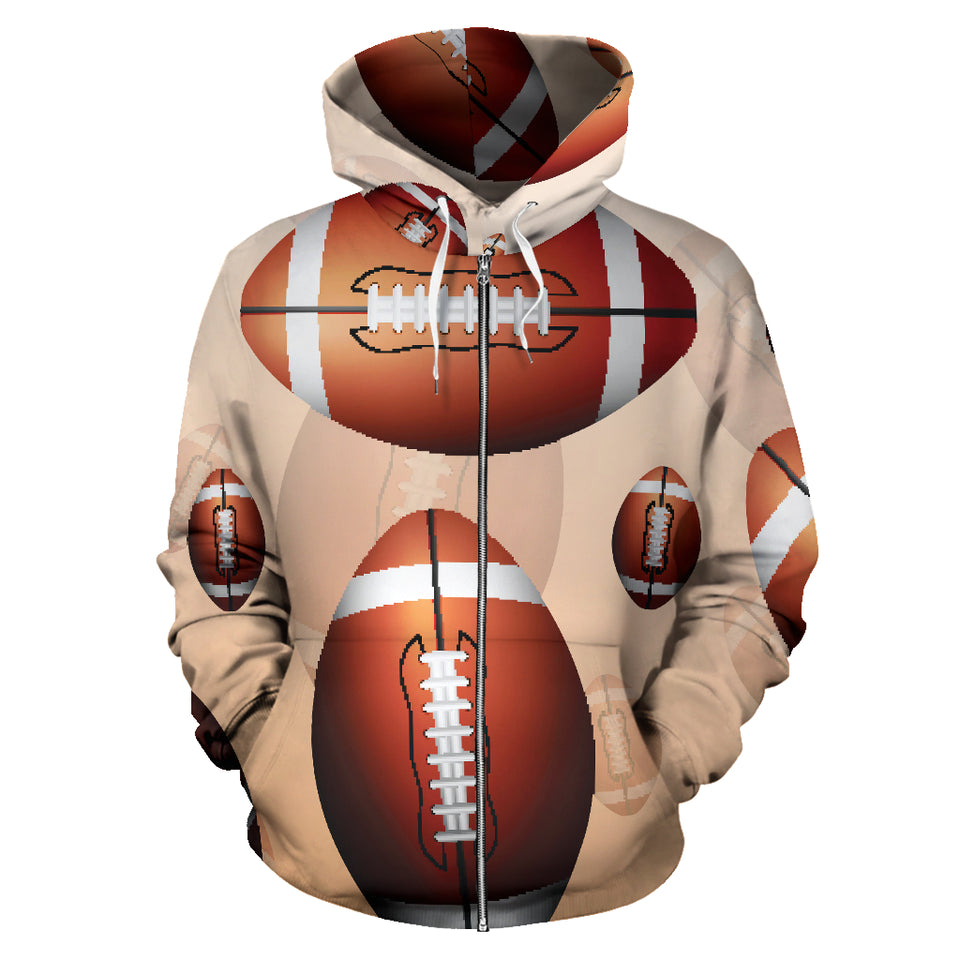 American Football Ball Design Pattern Zip Up Hoodie