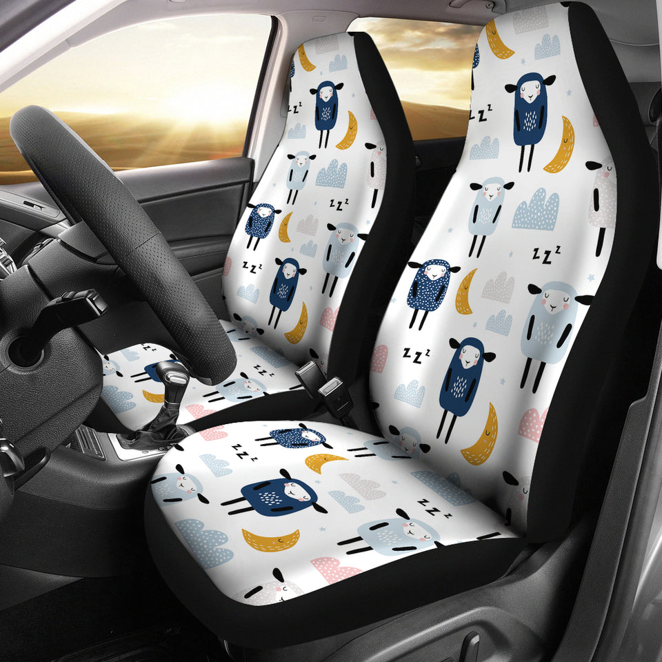 Cute Sleeping Sheep Moon Cloud Pattern  Universal Fit Car Seat Covers