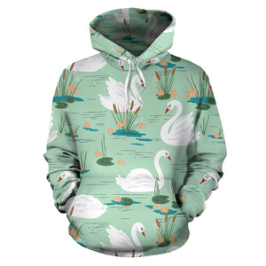 White Swan Lake Pattern Men Women Pullover Hoodie