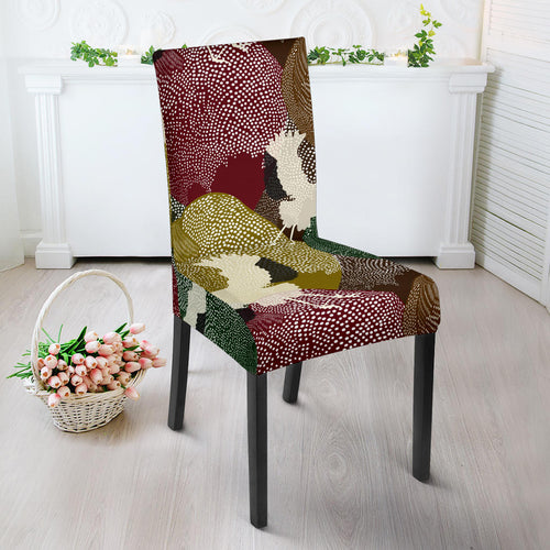 Japanese Cranes Flying Forest Dot Pattern Dining Chair Slipcover