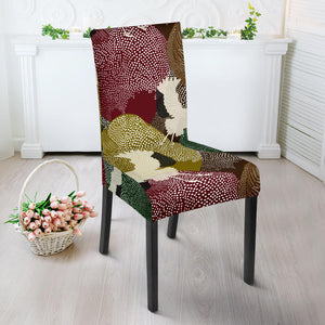 Japanese Cranes Flying Forest Dot Pattern Dining Chair Slipcover