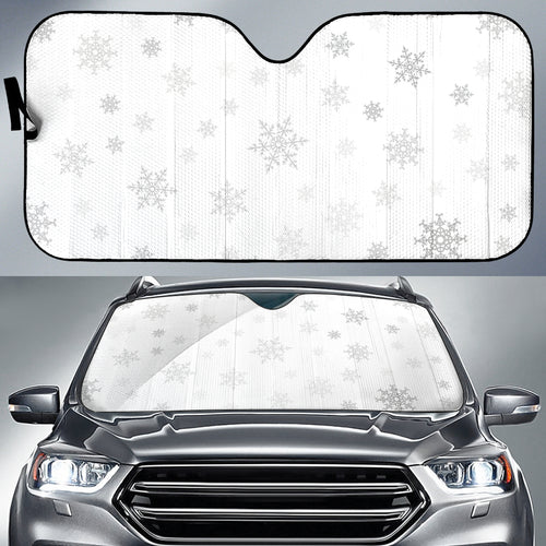 Snowflake Pattern White Background Car Sun Shade