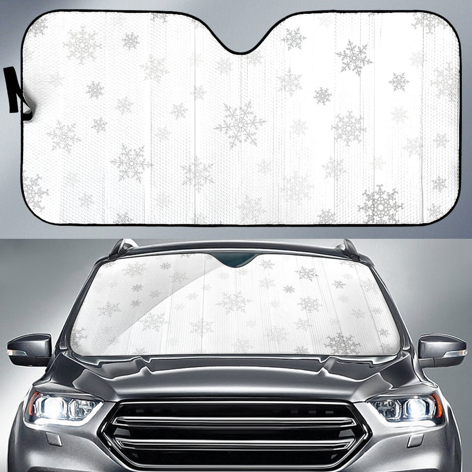 Snowflake Pattern White Background Car Sun Shade