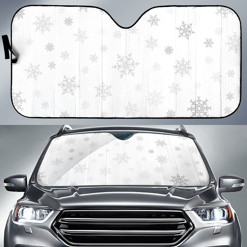 Snowflake Pattern White Background Car Sun Shade