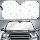Snowflake Pattern White Background Car Sun Shade
