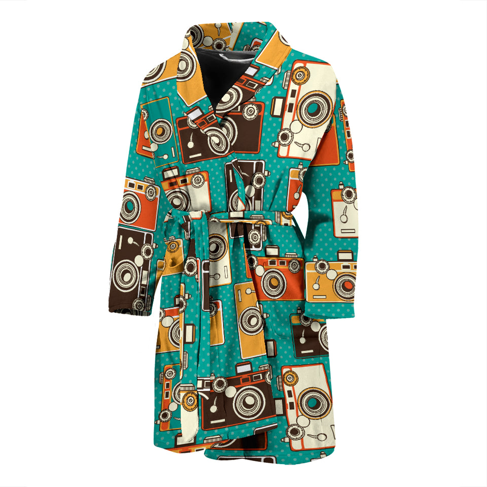 Camera Pattern Print Design 03 Men's Bathrobe