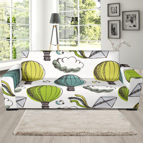 Hot Air Balloon Bird Cloud Pattern Sofa Slipcover