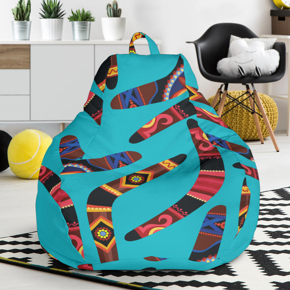 Boomerang Australian Aboriginal Ornament Blue Background Bean Bag Cover