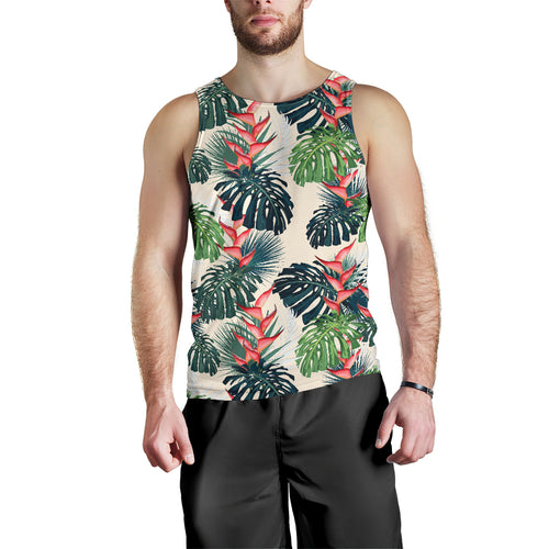 heliconia flowers, palm and monstera leaves Men Tank Top
