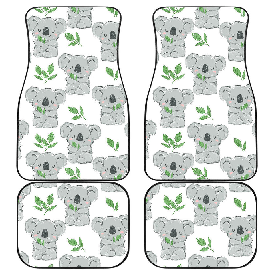 Hand Drawn Koala Leaves Pattern Front And Back Car Mats