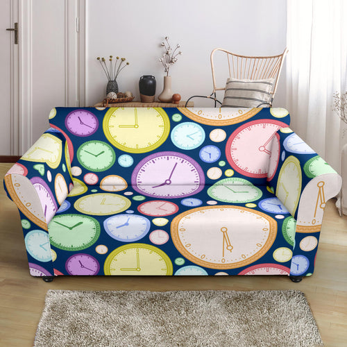 Colorful Clock Background Loveseat Couch Slipcover