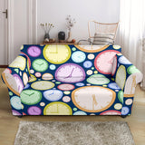 Colorful Clock Background Loveseat Couch Slipcover