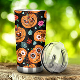 Pumpkin Flowers Spiderweb Halloween Theme Tumbler