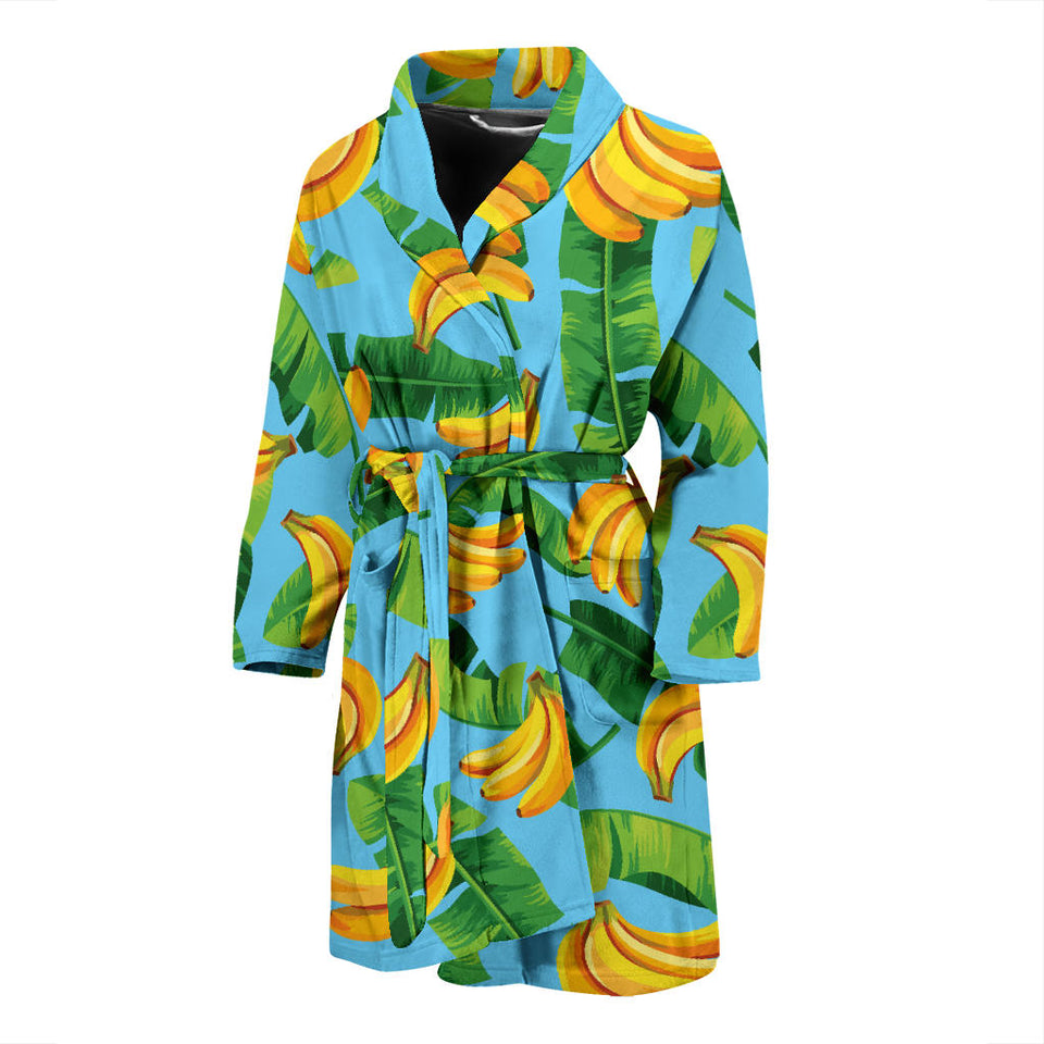Banana Leaves Banana Design Pattern Men'S Bathrobe