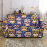 Sugar Skull Flower Pattern Loveseat Couch Slipcover