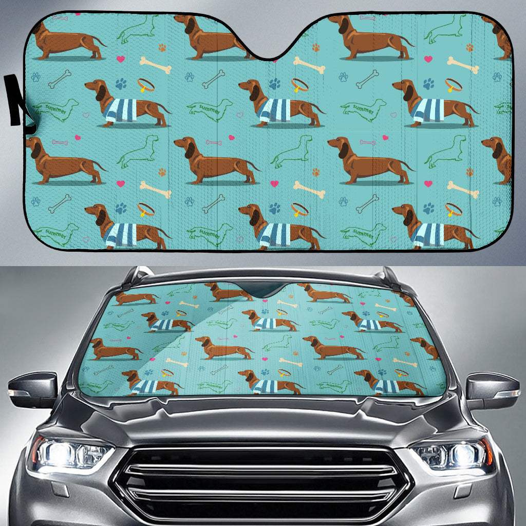 Dachshund Decorative Background Car Sun Shade