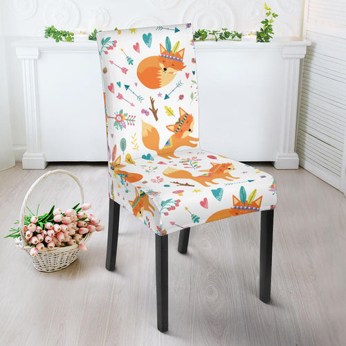 Cute Tribal Fox Pattern Dining Chair Slipcover