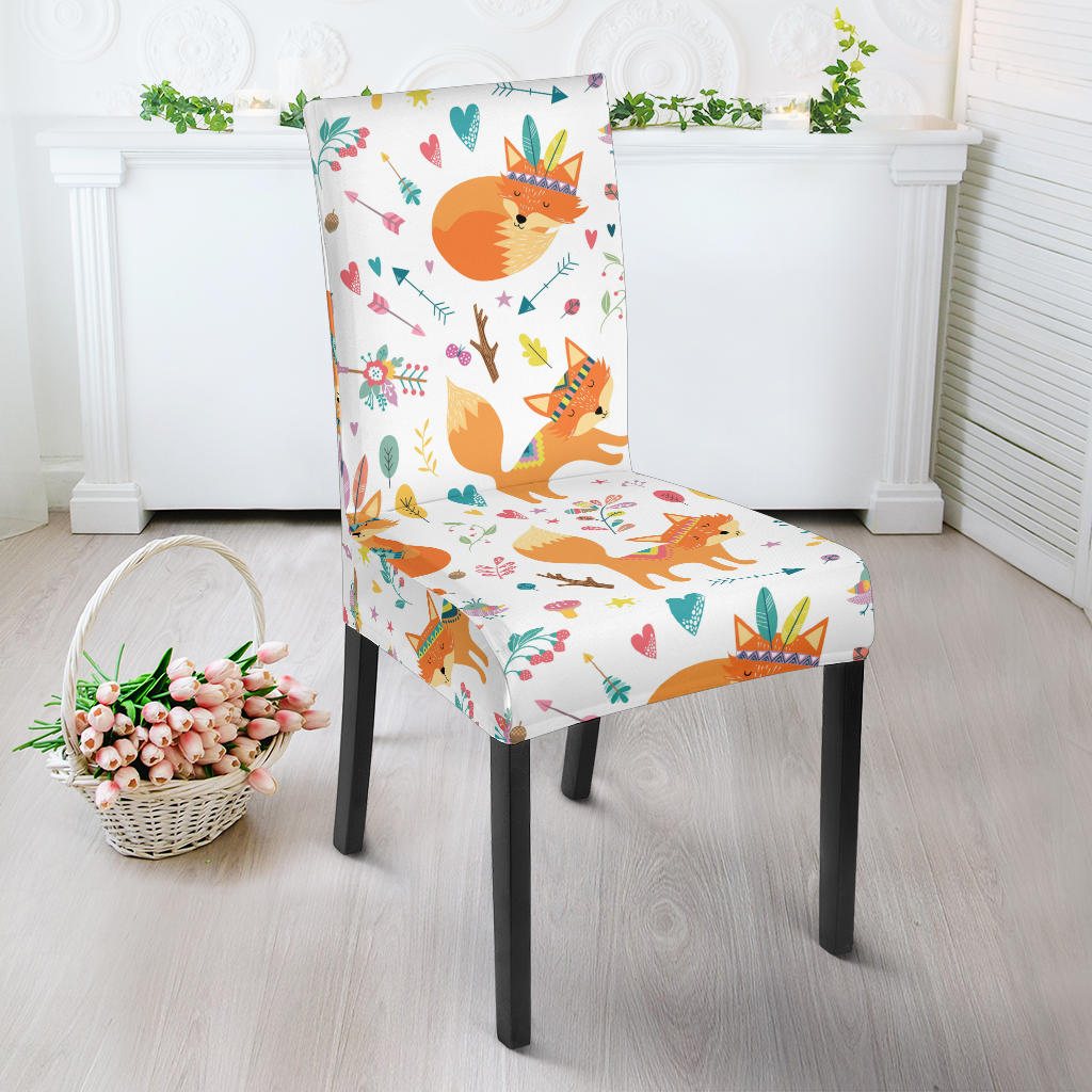 Cute Tribal Fox Pattern Dining Chair Slipcover