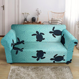 Sea Turtle With Blue Ocean Backgroud Loveseat Couch Slipcover