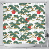 Bonsai Red Sun Japanese Pattern Shower Curtain Fulfilled In US