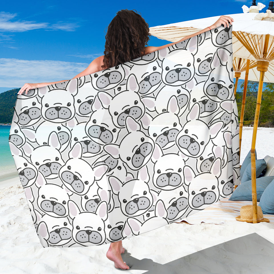 Cute French Bulldog Head Pattern Sarong