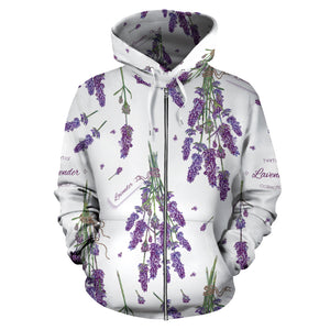 Lavender Flower Design Pattern Zip Up Hoodie