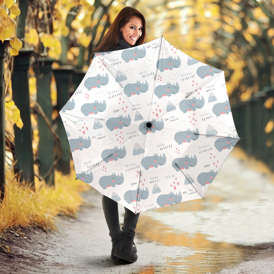 Cute Rhino Heart Pattern Umbrella