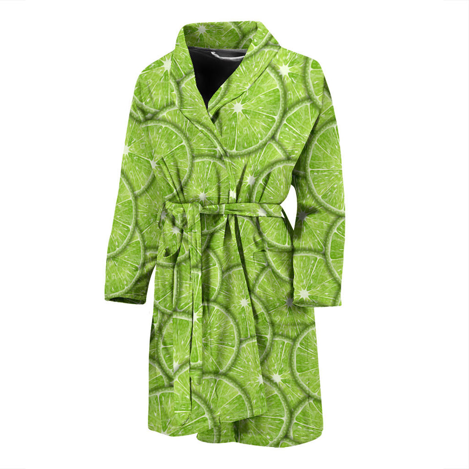 Slices Of Lime Pattern Men'S Bathrobe