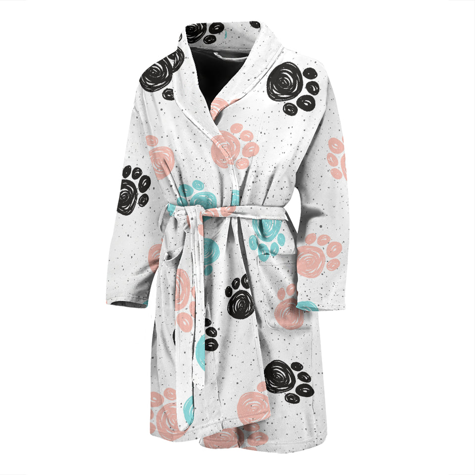 Dog Paws Pattern Print Design 04 Men's Bathrobe