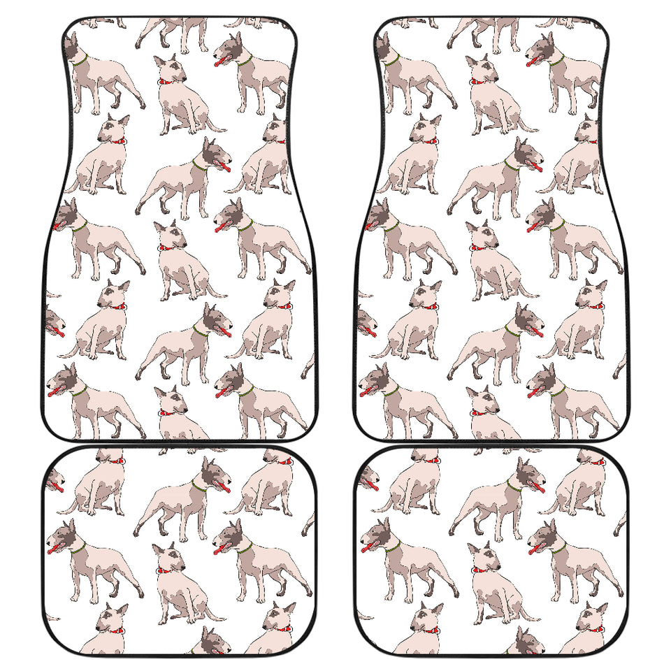 Bull Terrier Pattern Print Design 04 Front and Back Car Mats