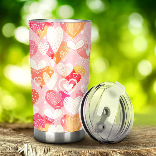 Hand Drawn Heart Design Pattern Tumbler