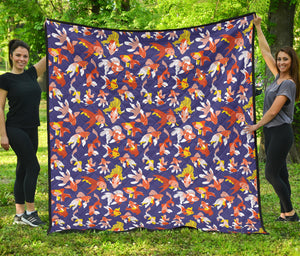 Goldfish Pattern Print Design 04 Premium Quilt