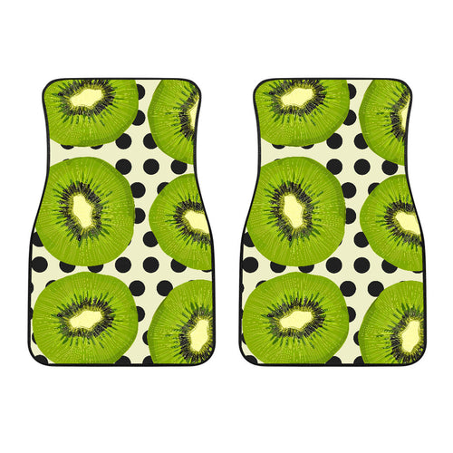 Kiwi Black Dot Background Front Car Mats
