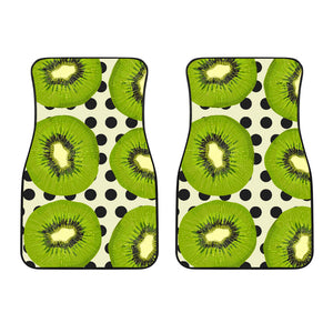 Kiwi Black Dot Background Front Car Mats