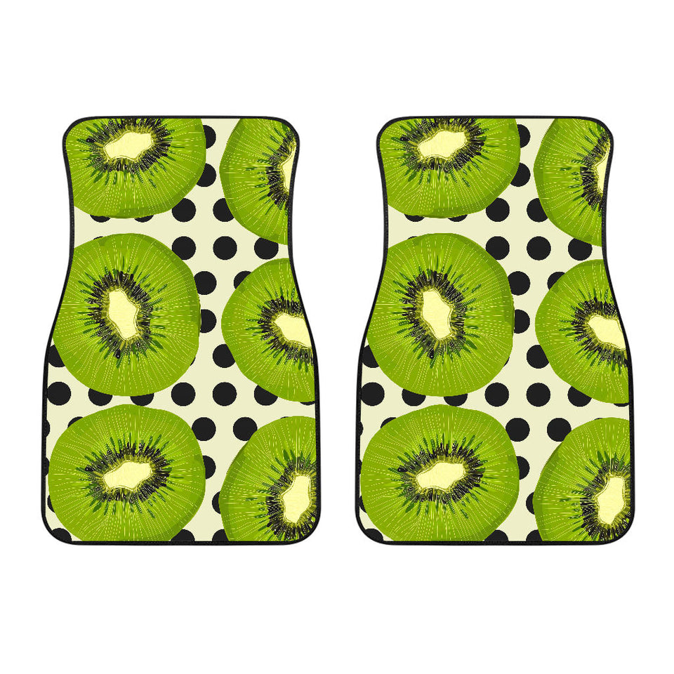 Kiwi Black Dot Background Front Car Mats