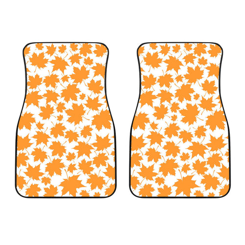 Orange Maple Leaf Pattern Front Car Mats