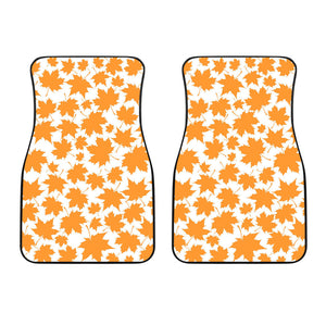 Orange Maple Leaf Pattern Front Car Mats