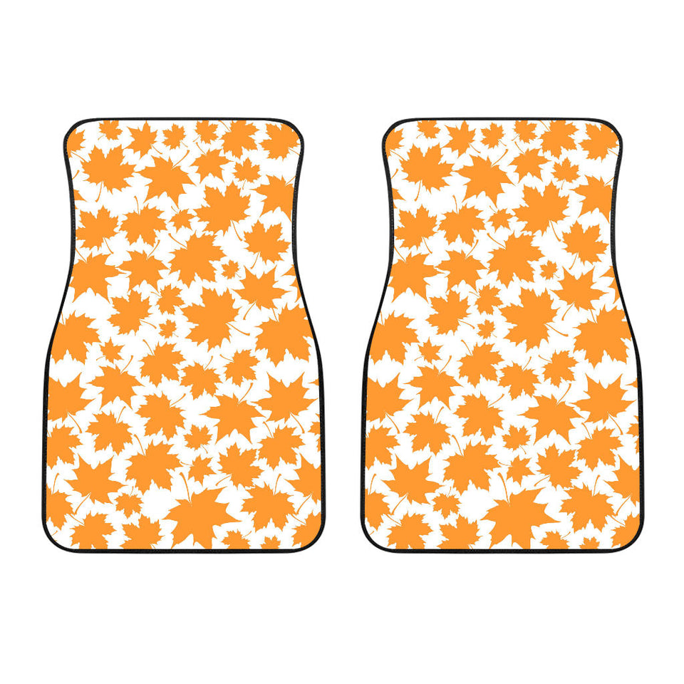 Orange Maple Leaf Pattern Front Car Mats
