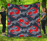 Koi Fish Carp Fishs Hand Drawn Japanese Art Premium Quilt