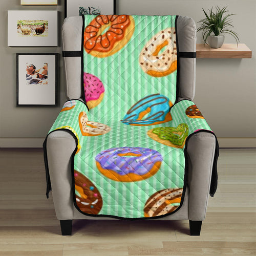 Colorful donut pattern green background Chair Cover Protector